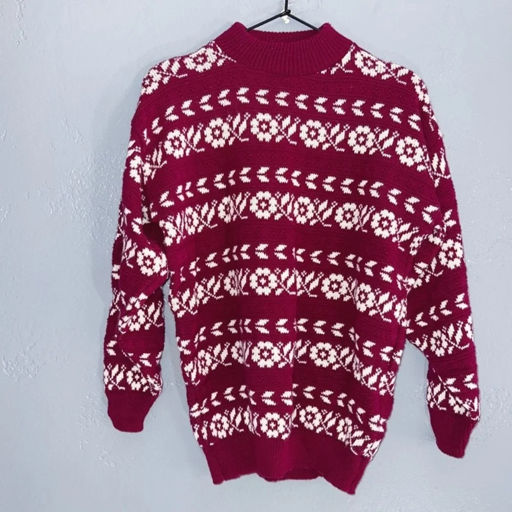 American Pride Vintage 1980s Maroon Sweater Size Large - Picture 3 of 6